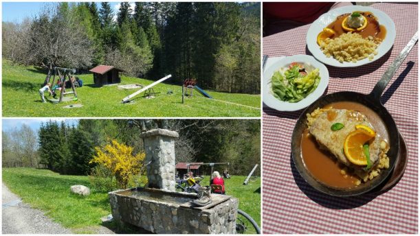 Mittagessen auf Buhl's Alpe während der Wanderung
